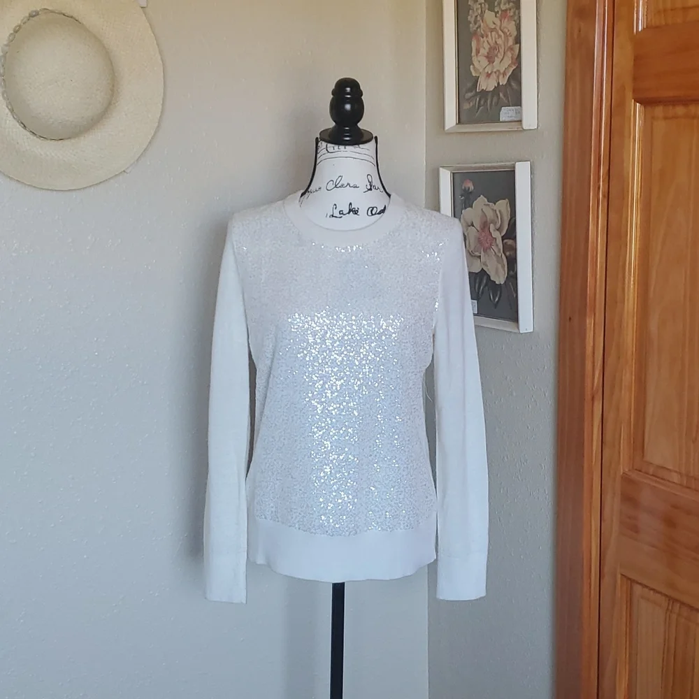 kate spade Cream Crewneck Sweater with Black Back Bow